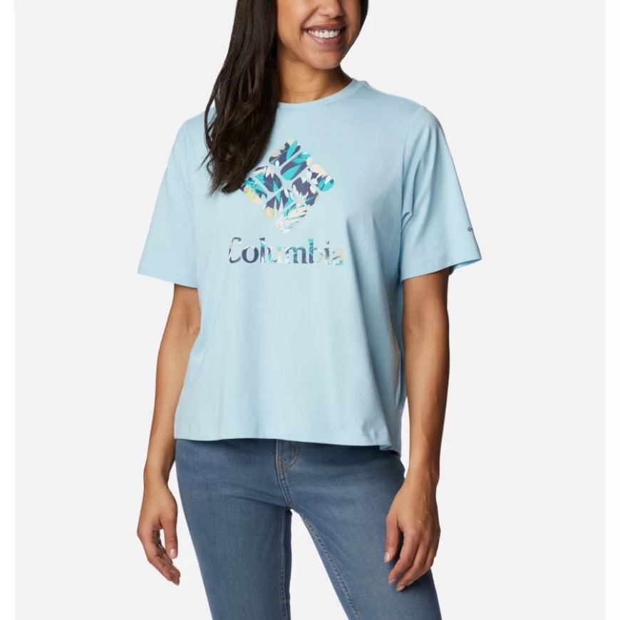 コロンビア レディース ノース カスケード リラックス Tシャツ スプリング ブルー/ジェム ウィスタリアン