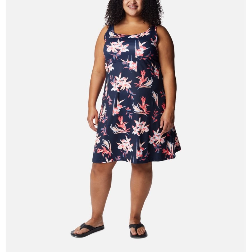 コロンビア レディース Pfg フリーザー Iii ドレス プラスサイズ カレッジネイビー/トスド トロピック プリント