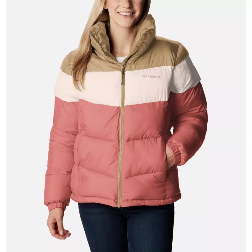 コロンビア レディース パフェクト カラーブロック パファー ジャケット ダークコーラル/ピーチブロッサム/ビーチ