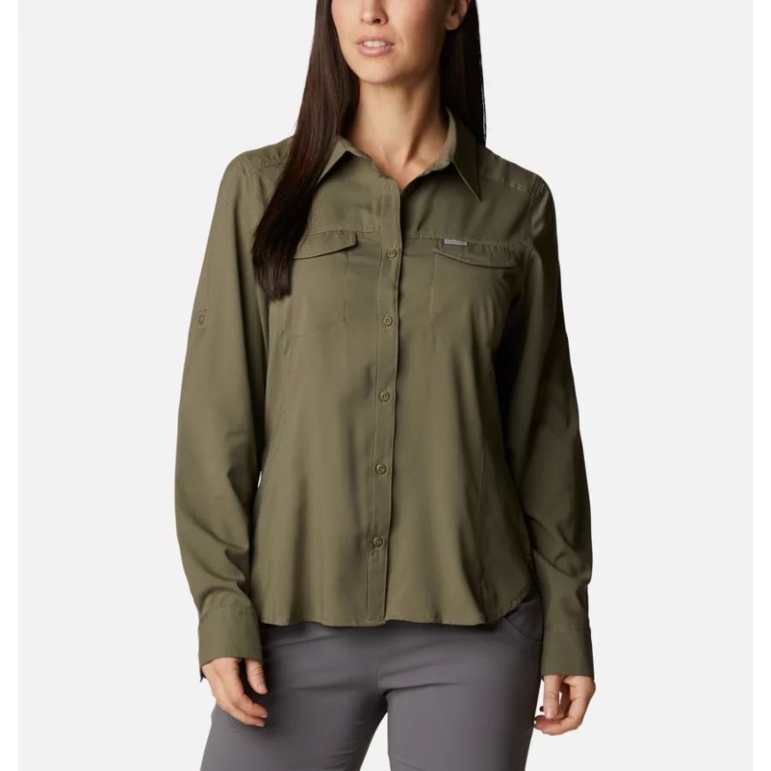 コロンビアレディースシルバーリッジライトロングスリーブストーングリーン