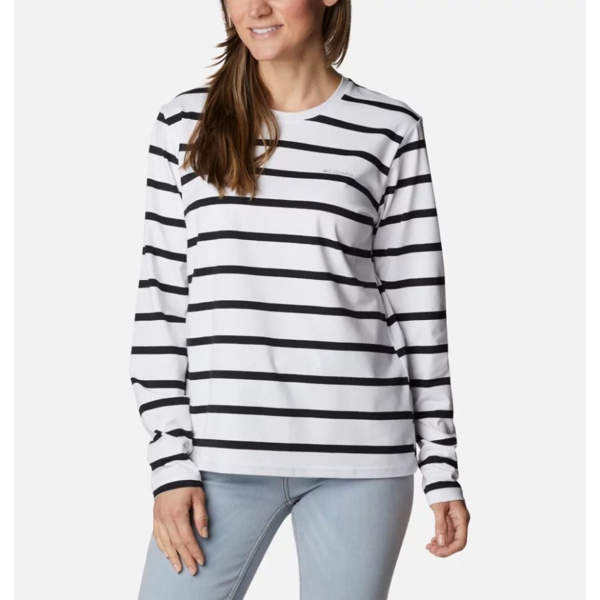 コロンビア レディース サン トレック パターン ロングスリーブ Tシャツ ホワイト サンシェード ストライプ