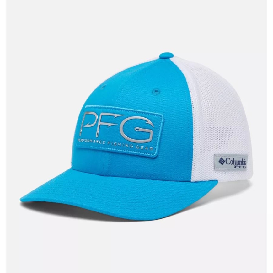 コンパス ブルー/シルバー コロンビア Pfg フック メッシュ ボール キャップ ミッド クラウン