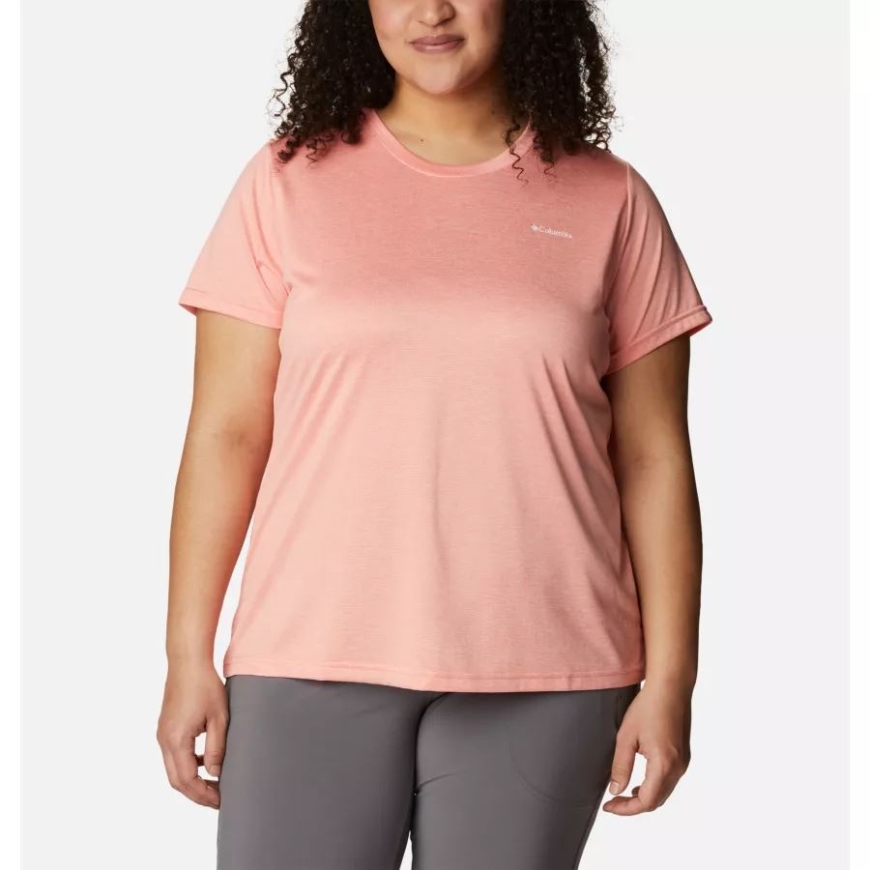 コーラル リーフ ヘザー レディース コロンビア ハイキング 半袖クルー シャツ プラスサイズ コロンビア