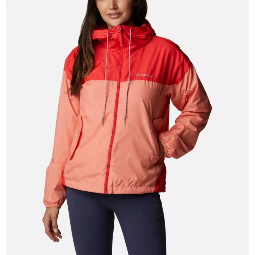 サンゴ礁/ハイビスカス レディース フラッシュ チャレンジャー フリース裏地 ウインドブレーカー ジャケット コロンビア