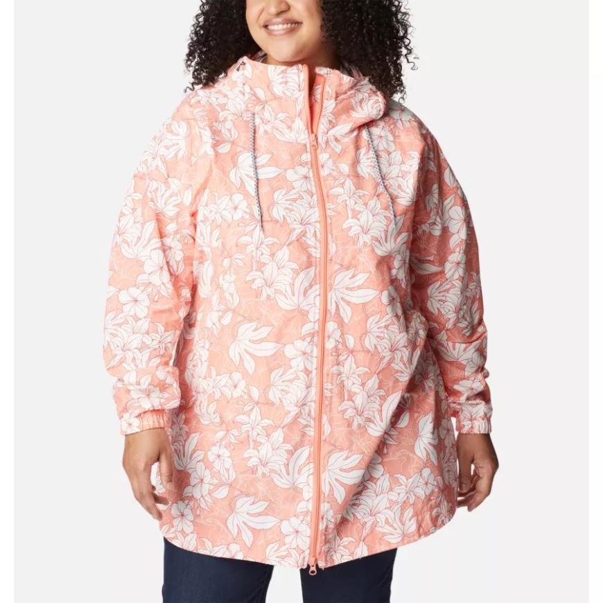サンゴ礁湖岸フローラル プリント コロンビア レディース リトル フィールド プリント ロング ジャケット プラス サイズ