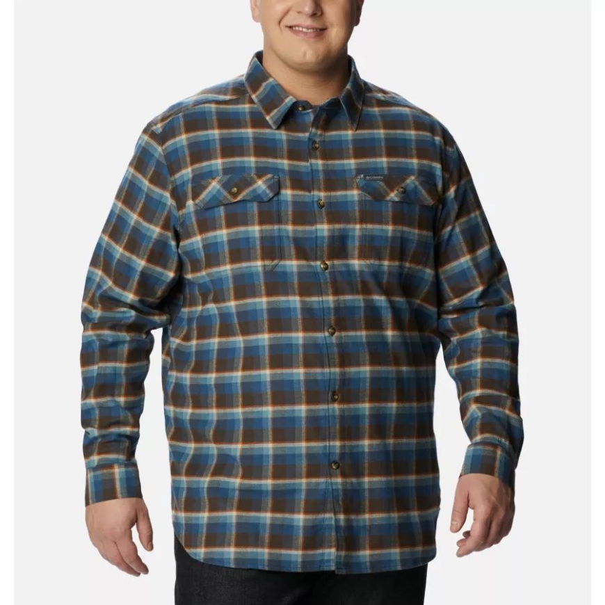 コードバン シャドーチェック コロンビア メンズ フレアガン ストレッチ フランネルシャツ エクステサイズ