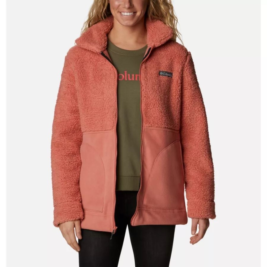 ダーク コーラル コロンビア レディース ウィンター パス シェルパ ロング フルジップ フリース ジャケット