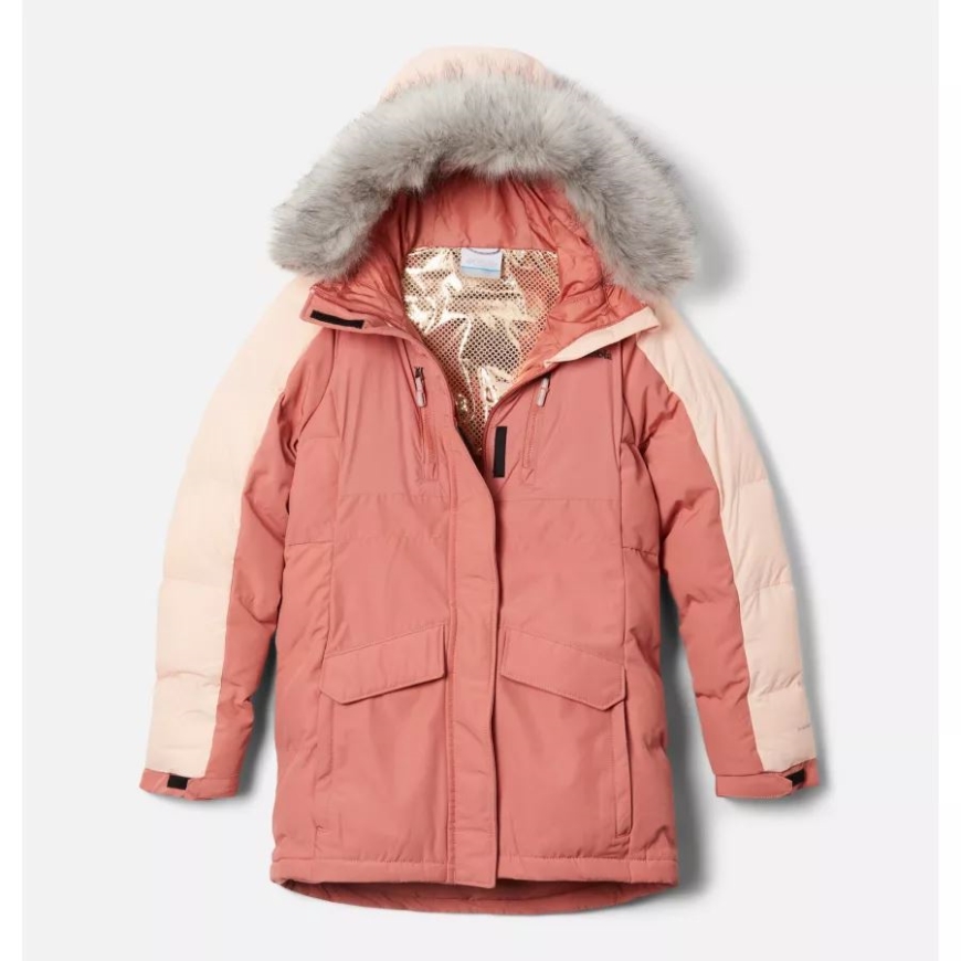 ダーク コーラル/ピーチ ブロッサム コロンビア ガールズ マーカム ピーク フュージョン Ii パーカ