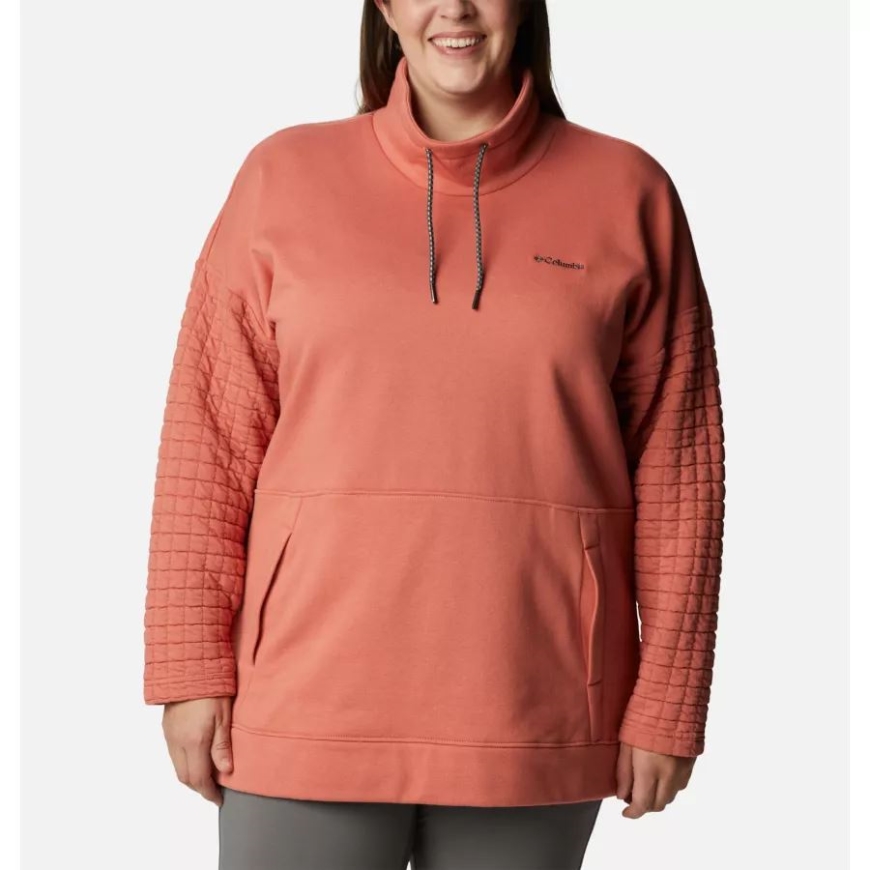 ダークコーラル レディース サンデー サミット オーバーサイズ ファンネル プルオーバー プラスサイズ コロンビア