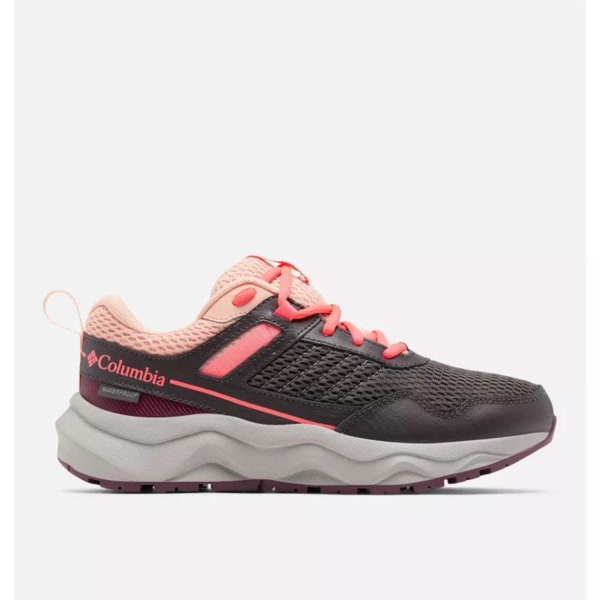 ダーク グレー/ネオン サンライズ コロンビア ウィメンズ プラトー ウォータープルーフ シューズ