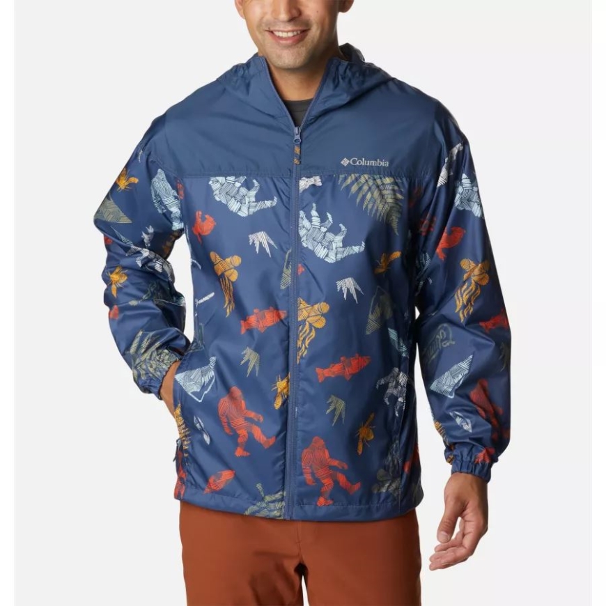 ダーク マウンテン ワンダーランディア プリント メンズ フラッシュ チャレンジャー ウインドブレーカー ノベルティ コロンビア