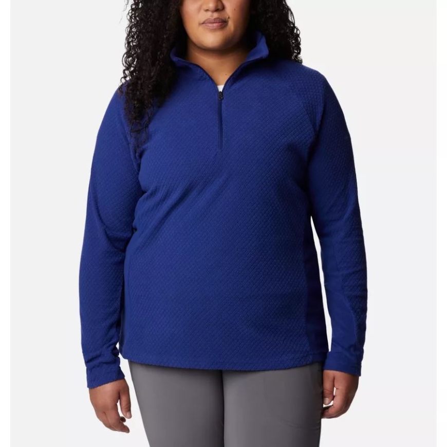 ダーク サファイア キルト パターン レディース グレイシャル Iv プリント ハーフジップ プルオーバー プラスサイズ コロンビア