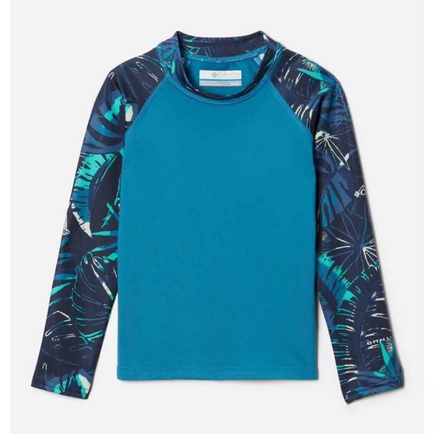 ディープ マリン/コル ネイビー キング パーム コロンビア キッズ 幼児 サンディ ショア プリント 長袖 サンガード シャツ