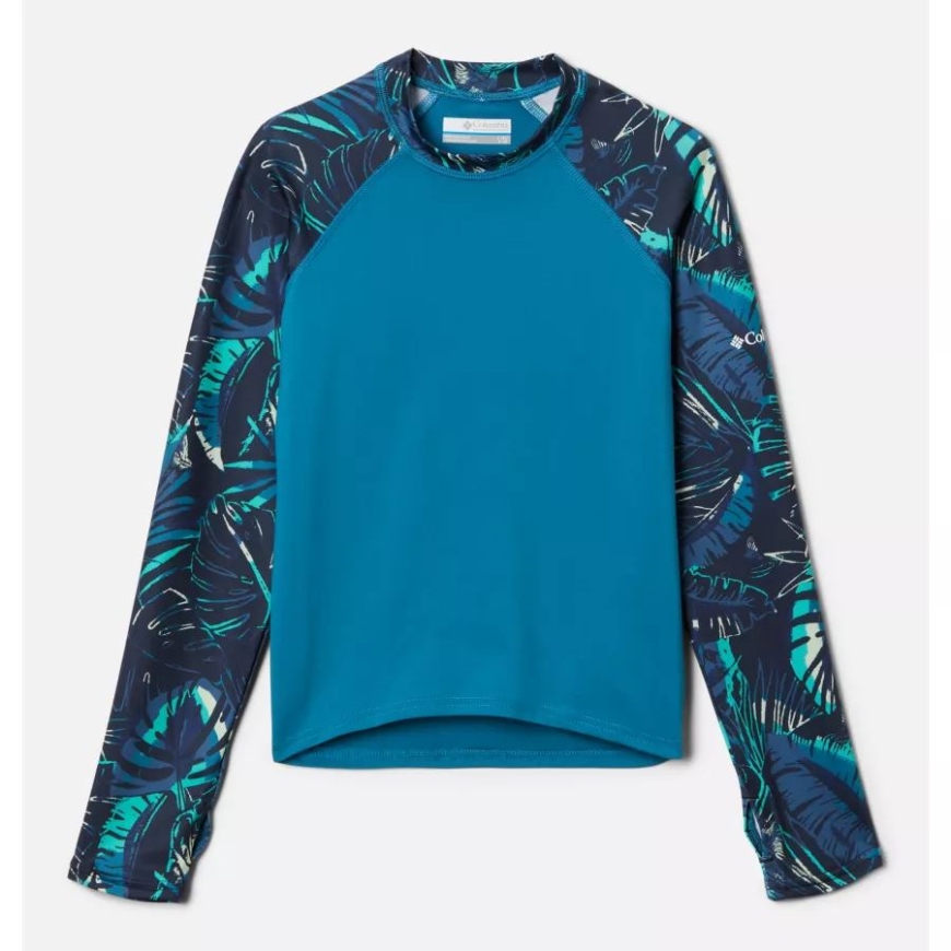 ディープ マリン/コル ネイビー キング パームス キッズ サンディ ショアプリント ロングスリーブ サンガード シャツ コロンビア