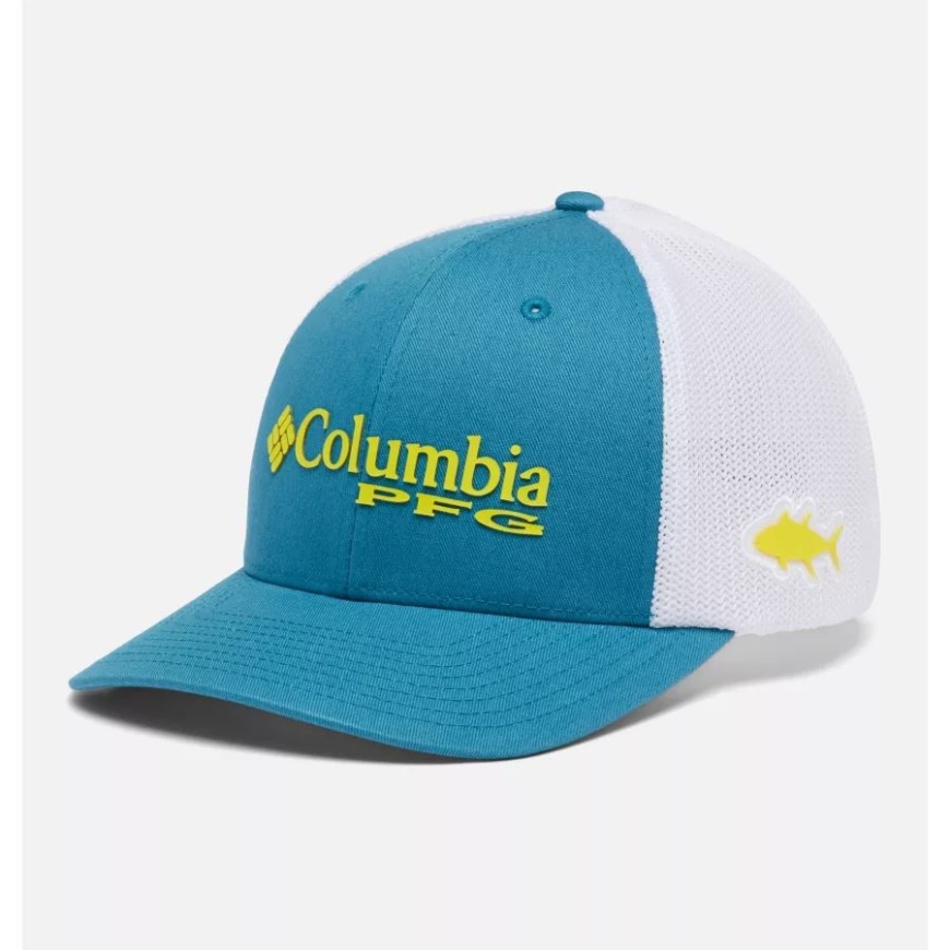 ディープ マリン/レーザー レモン Pfg ロゴ メッシュ ボール キャップ ミッド クラウン コロンビア
