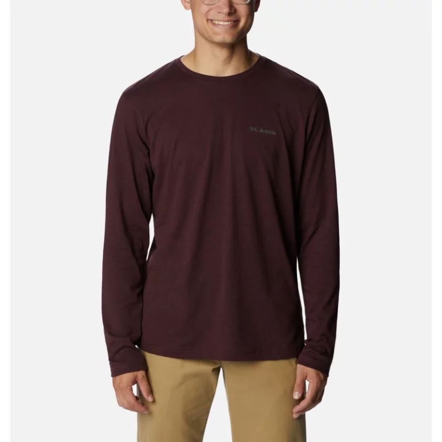 エルダーベリー ヘザー/ブラック メンズ シスルタウン ヒルズ ロング スリーブ クルー シャツ コロンビア