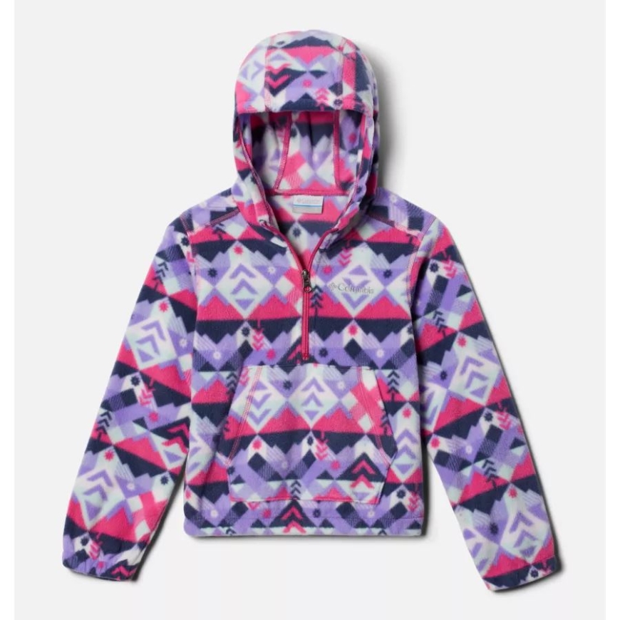 ガールズ ベントン スプリングス フード付き ハーフジップ フリース プルオーバー ホワイト チェックポイント コロンビア