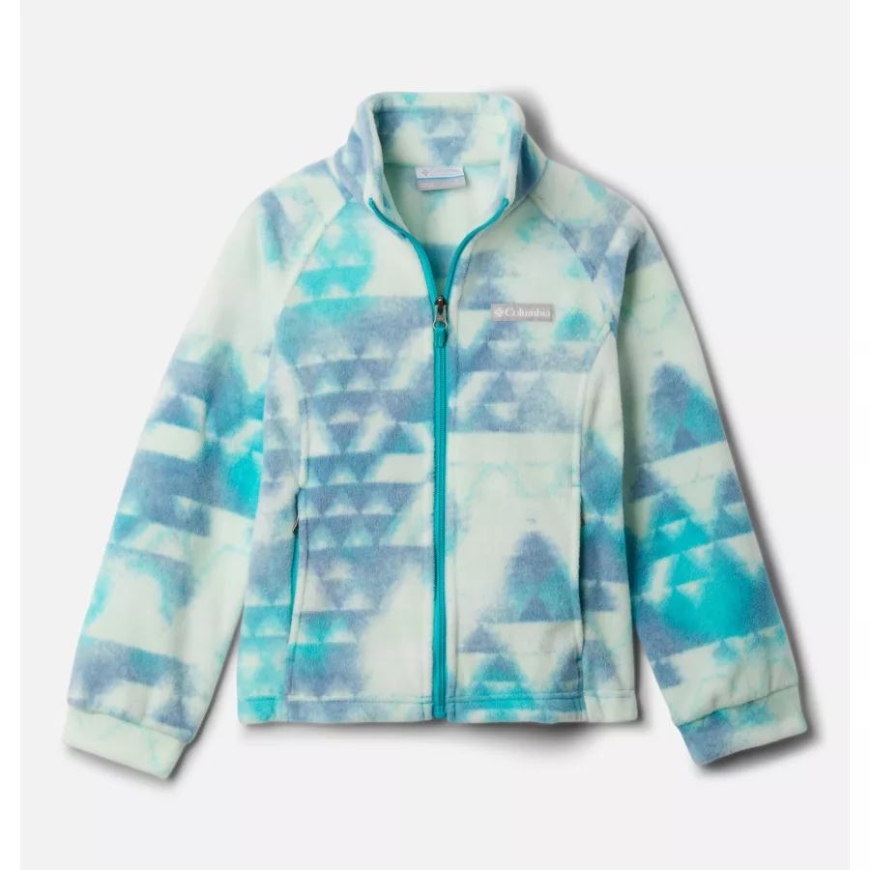 ガールズ ベントン スプリングス II プリント フリース ジャケット コロンビア ブライト アクア ディスタント ピークス