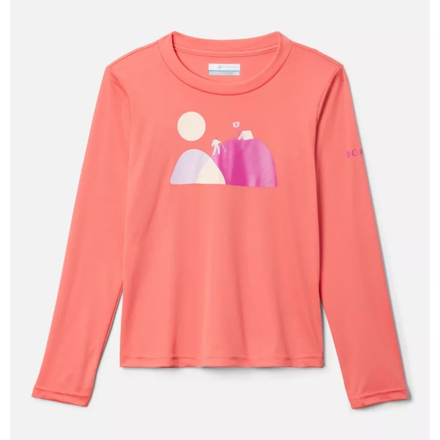 女子ミラーロック長袖グラフィックシャツブラッシュピンク/フォクシーハイカーコロンビア