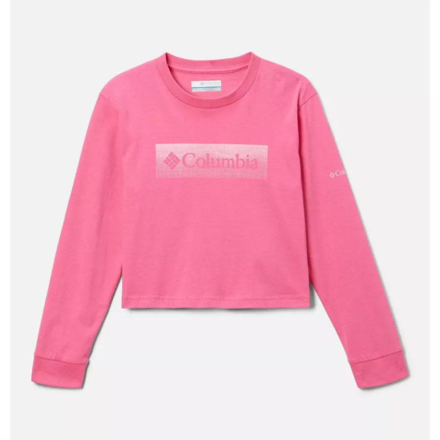 ガールズ ミッション レイク ボクシー ロング スリーブ シャツ ワイルド ゼラニウム/フレーム ハーフトーン ロゴ Grx Columbia