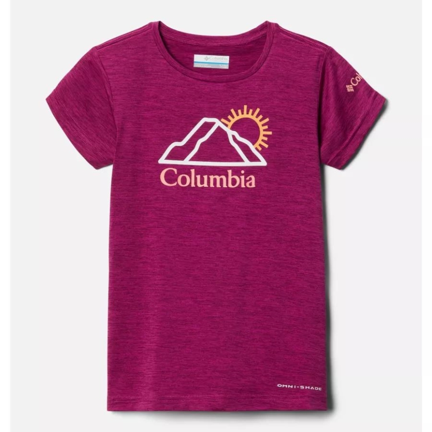 ガールズ ミッション ピーク 半袖 グラフィック Tシャツ コロンビア ワイルド フクシア ヘザー ブライト ピークス