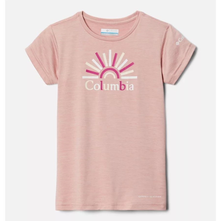 ガールズ ミッション ピーク 半袖 グラフィック Tシャツ フェイク ピンク ヘザー ブランド レイズ コロンビア