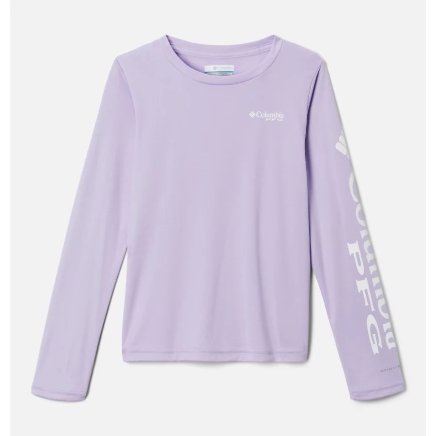 ガールズ Pfg Tidal 長袖 T シャツ ソフト バイオレット/ホワイト ロゴ コロンビア