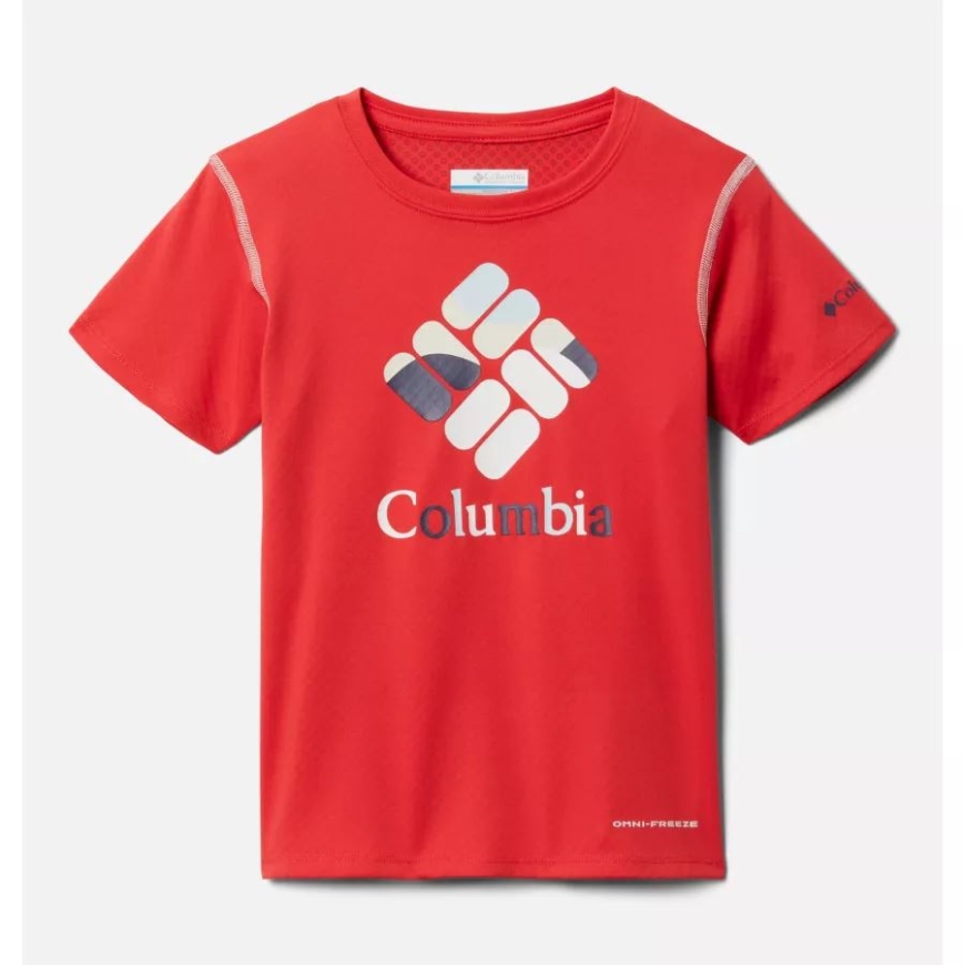 女子ゼロルールズ半袖グラフィックシャツコロンビアレッドハイビスカスジェムスケープ