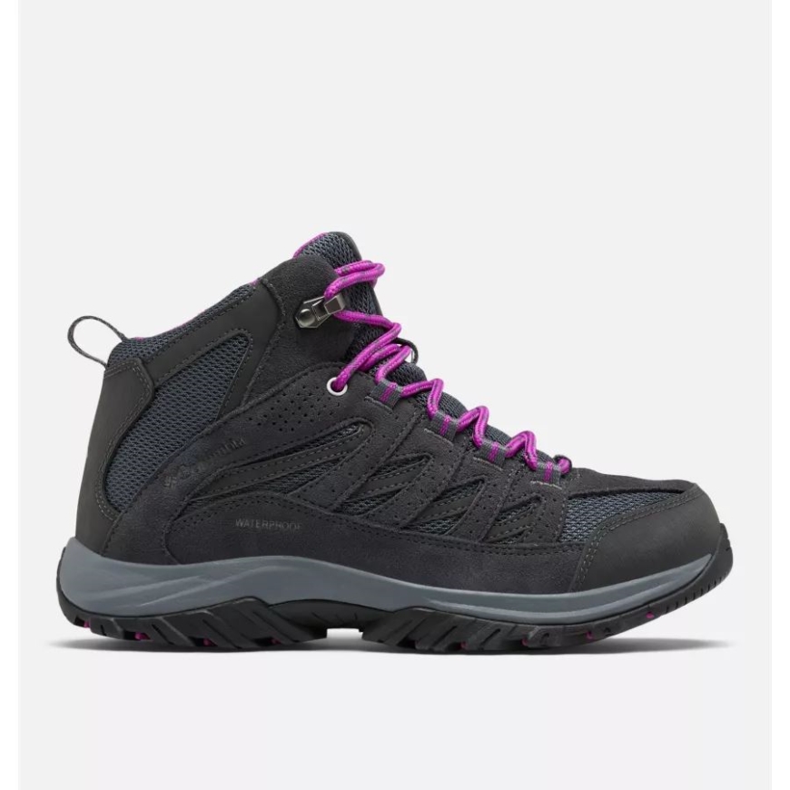 グラファイト/ブライト プラム コロンビア ウィメンズ クレストウッド ミッド ウォータープルーフ ハイキング ブーツ