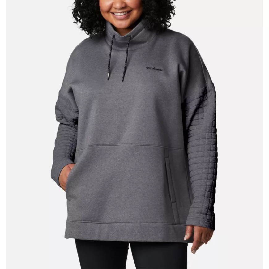 グレー アッシュ ヘザー コロンビア レディース サンデー サミット オーバーサイズ ファンネル プルオーバー プラスサイズ