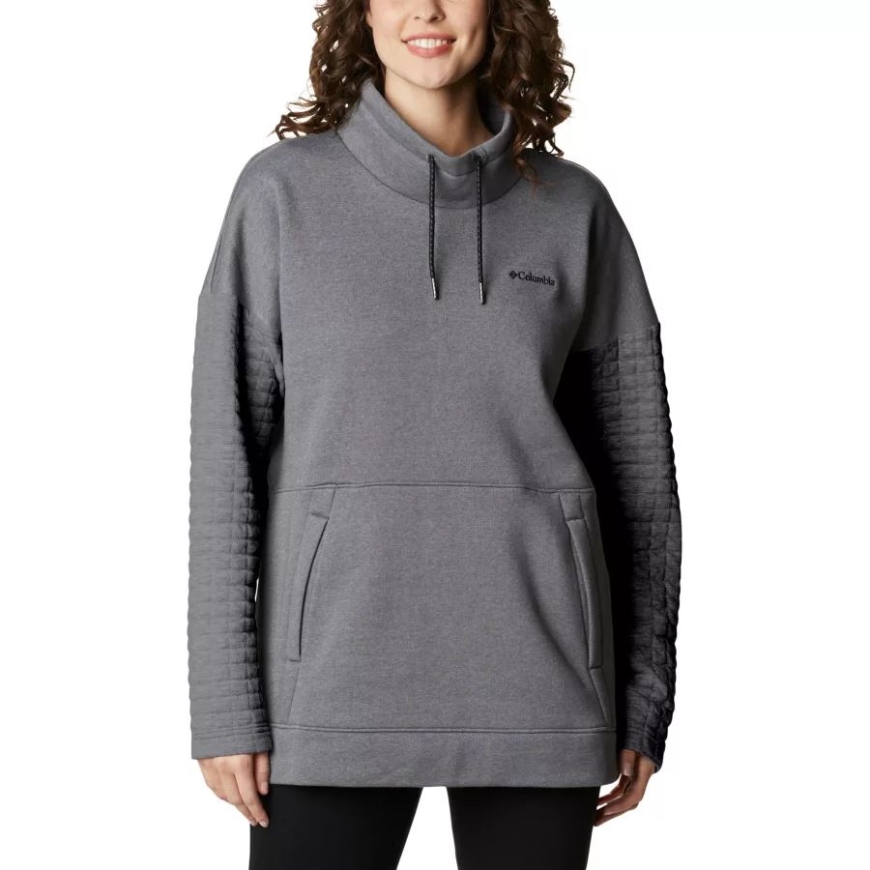 グレー アッシュ ヘザー レディース サンデー サミット オーバーサイズ ファンネル プルオーバー コロンビア