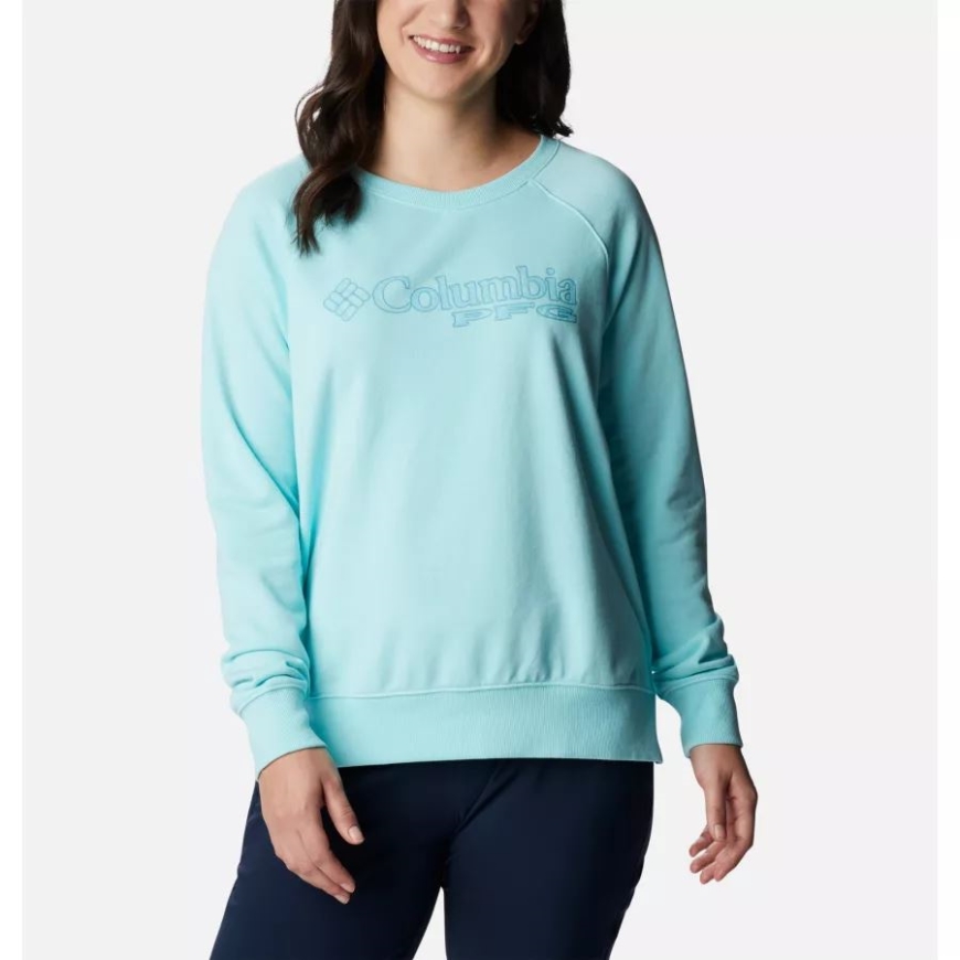 ガルフ ストリーム/パルメット グラフィック レディース Pfg スラック ウォーター フレンチ テリー​​ クルー スウェットシャツ コロンビア