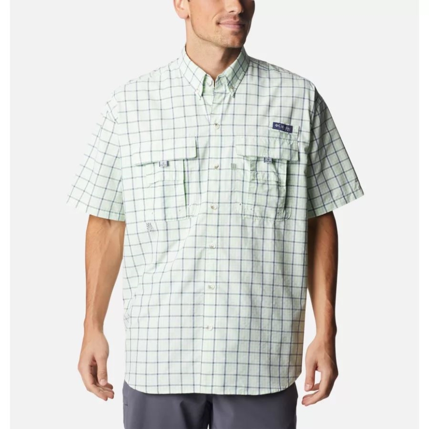 キーウェスト ギンガムグリッド メンズ Pfg スーパーバハマ 半袖シャツ コロンビア