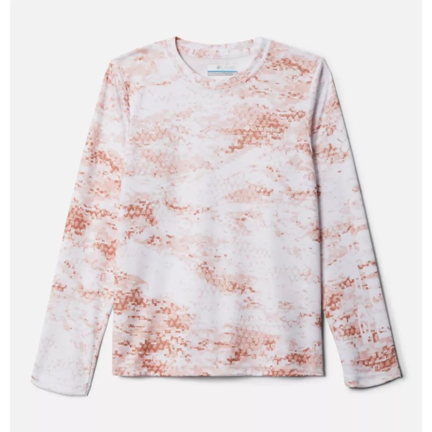 キッズ Pfg スーパー ターミナル タックル 長袖 シャツ コロンビア アイランド オレンジ/pfg カモ ライトプリント