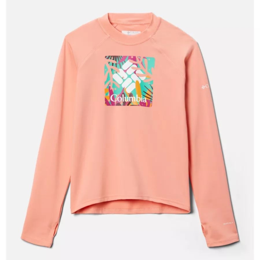 キッズ サンディ ショアプリント ロングスリーブ サンガード シャツ コロンビア サンゴ礁の葉