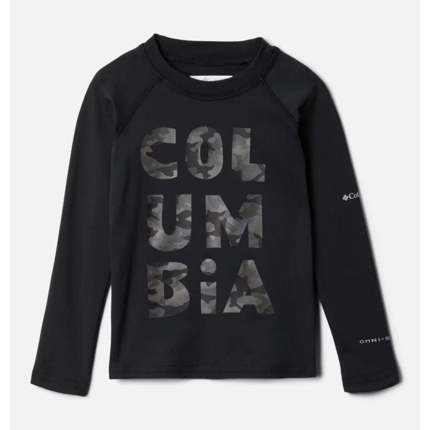 キッズ 幼児 サンディ ショア プリント 長袖 サンガード シャツ コロンビア ブラック 迷彩タイプ