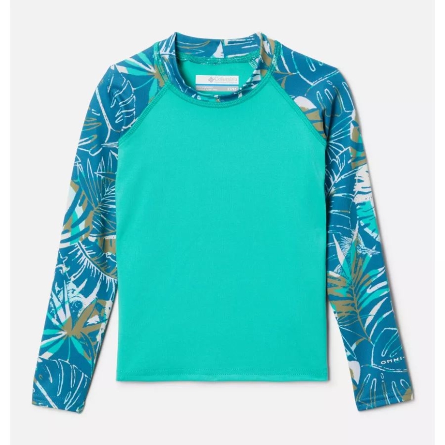 キッズ 幼児 サンディ ショア プリント 長袖 サンガード シャツ エレクトリック ターコイズ/ディープ マリン キング パル コロンビア