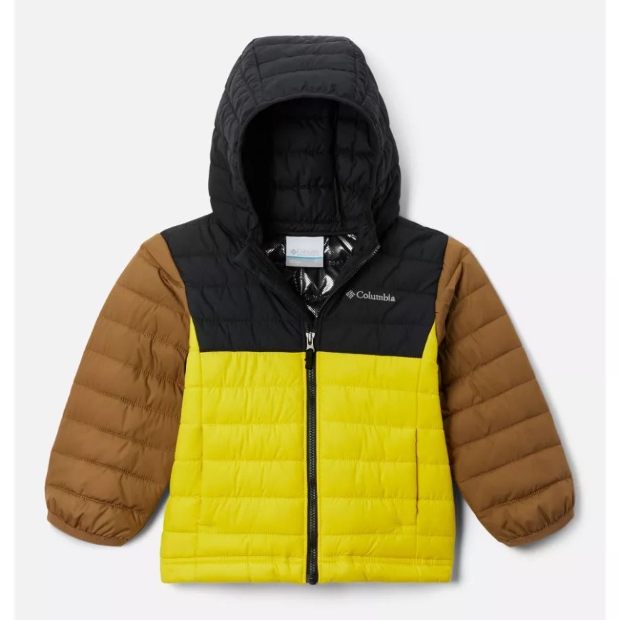 レーザー レモン/ブラック/デルタ コロンビア ボーイズ トドラー パウダー ライト フード付きジャケット