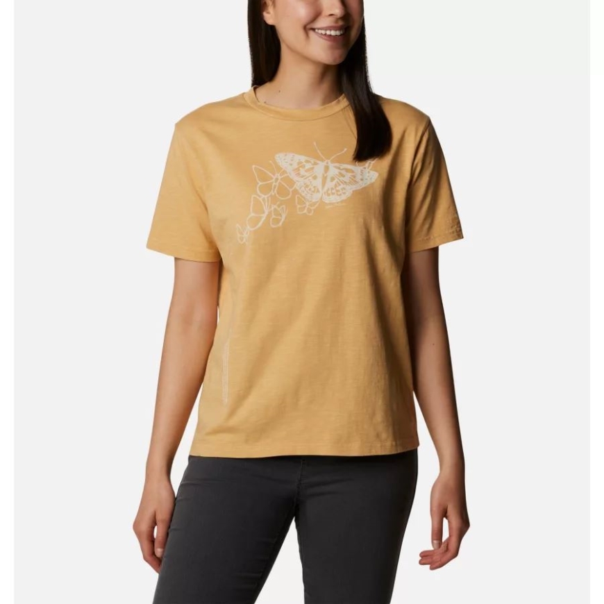 ライト キャメル/グラフィック バタフライ レディース ブレーク イット ダウン Tシャツ コロンビア