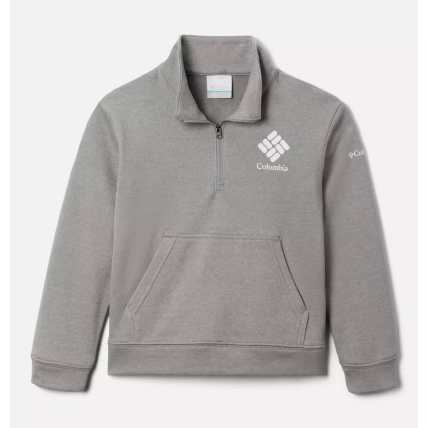 ライト グレー ヘザー ガールズ コロンビア トレック フレンチ テリー​​ ハーフ ジップ プルオーバー コロンビア
