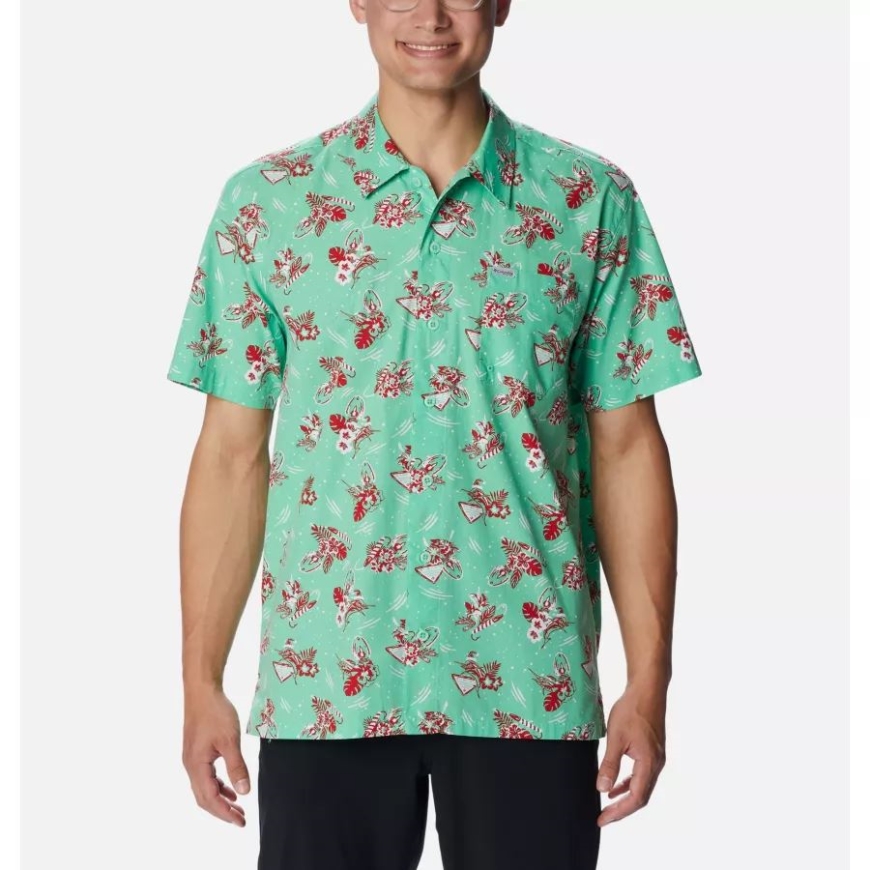 ライト ジェイド ライト ミー アップ プリント コロンビア メンズ Pfg トローラーズ ベスト 半袖シャツ