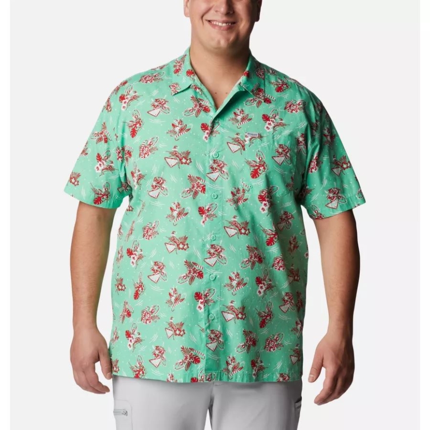 ライト ジェイド ライト ミー アップ プリント メンズ Pfg トローラーズ ベスト ショート スリーブ シャツ ビッグ コロンビア