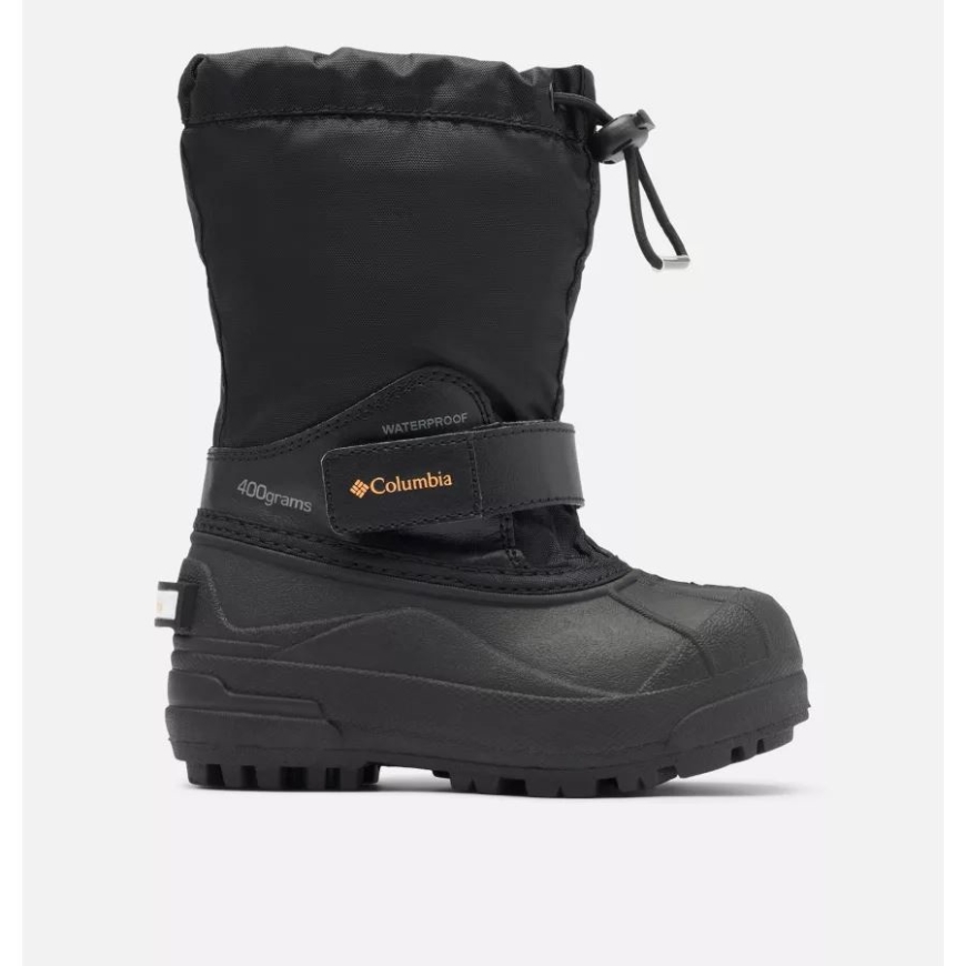 リトル キッズ パウダーバグ フォーティ スノー ブーツ コロンビア ブラック/オレンジ ブラスト