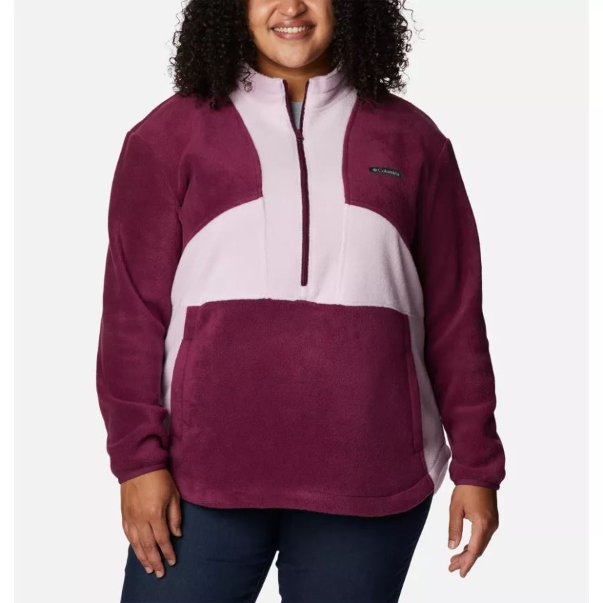 Marionberry/aura Columbia レディース ベントン スプリング カラーブロック ハーフジップ フリース プルオーバー プラスサイズ