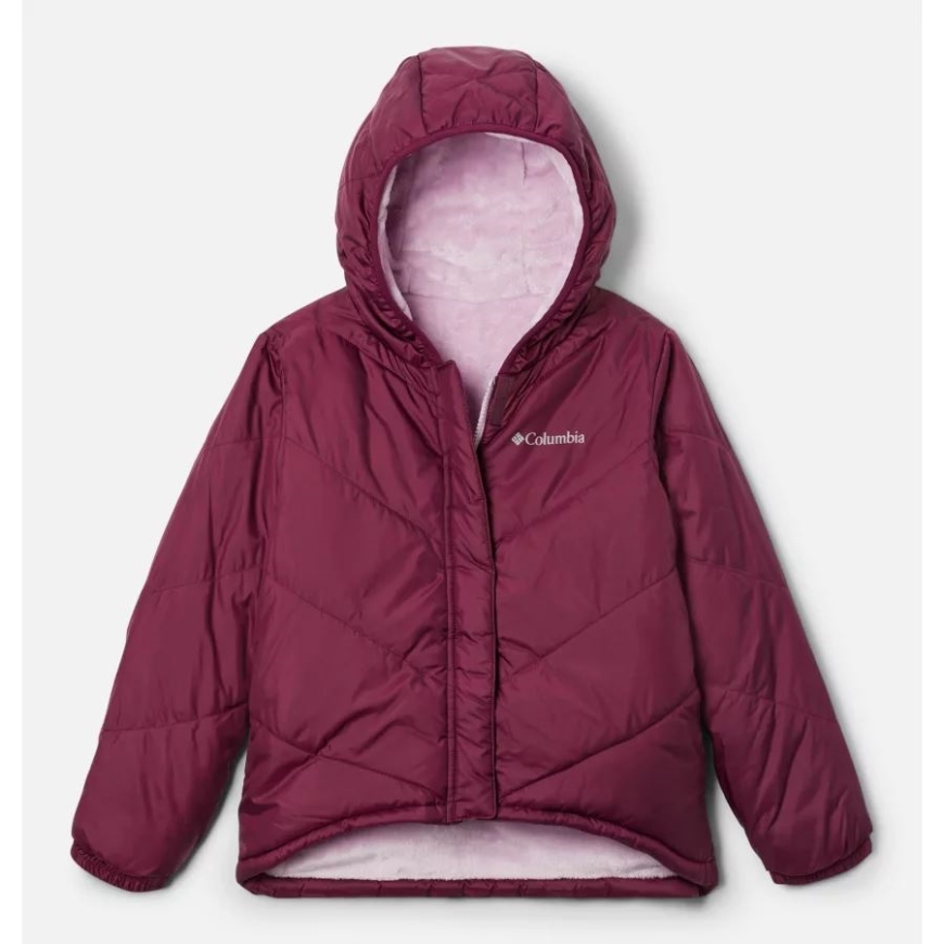 Marionberry/aura ガールズ ビッグファー フード付き リバーシブル ジャケット コロンビア
