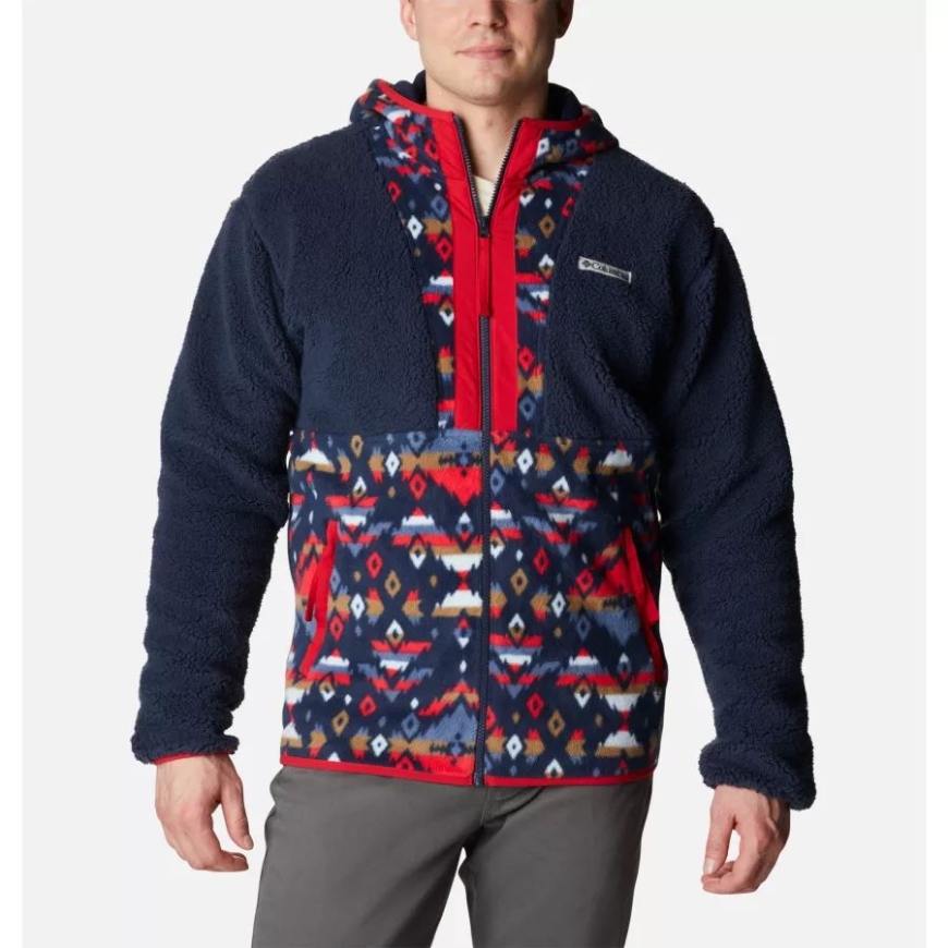 メンズ バックボウル シェルパ フーデッド ジャケット コル ネイビー/コル ネイビー ロッキー Mtn プリント コロンビア