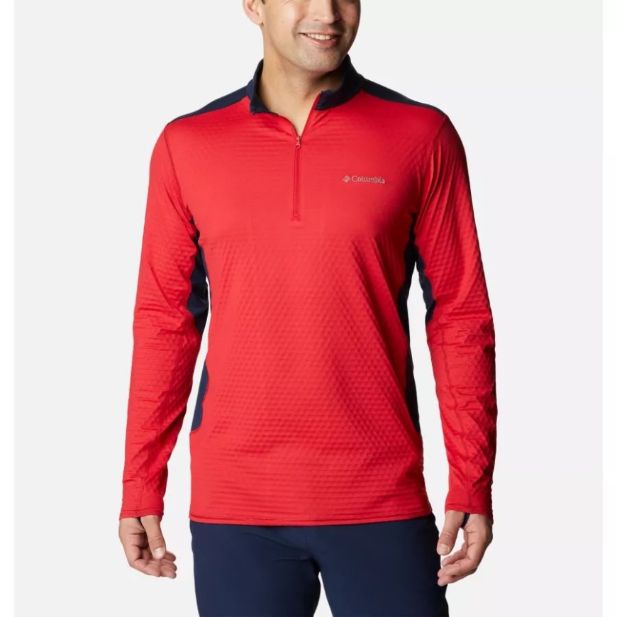 メンズ ブリス アセント クォーター ジップ プルオーバー コロンビア マウンテン レッド/カレッジネイビー