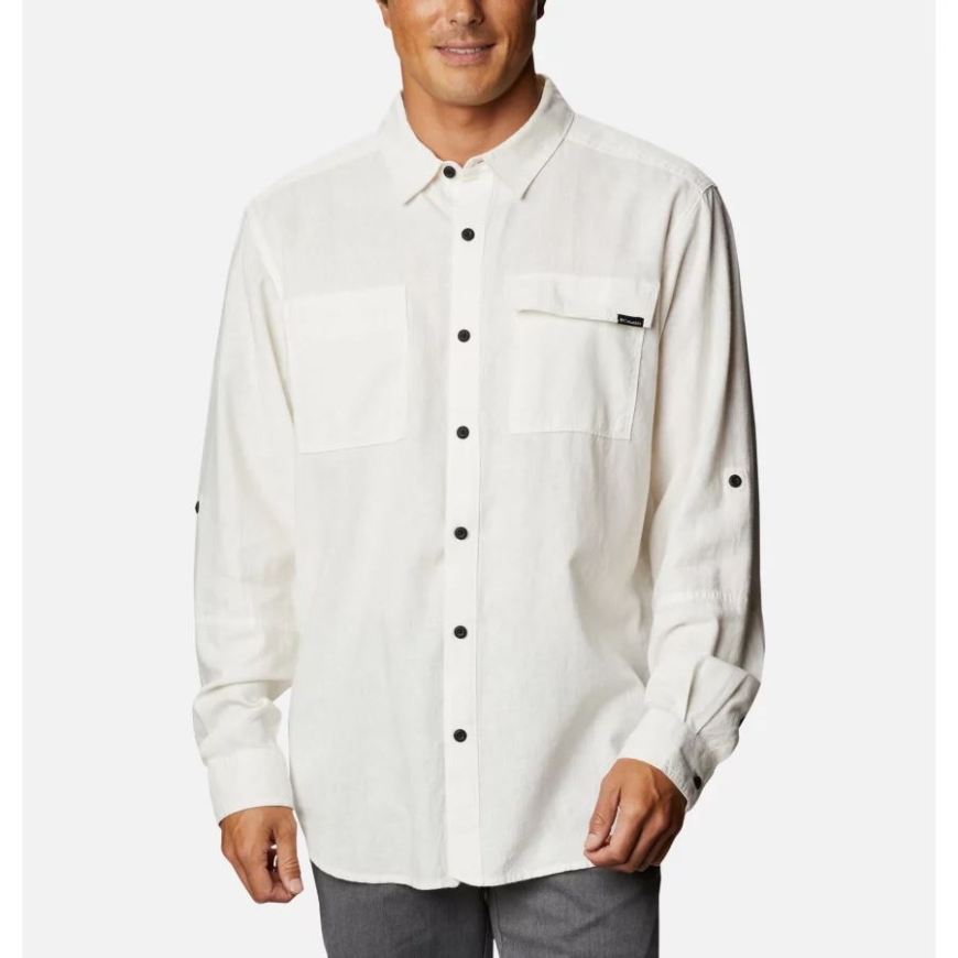 メンズ クラークウォール ヘンプ シャンブレー ロング スリーブ シャツ ホワイト コロンビア