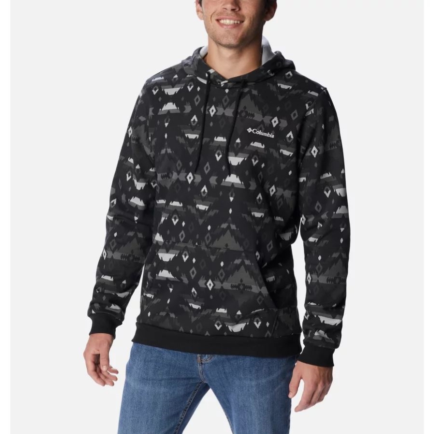 メンズ コロンビア ブランド ロゴ プリント パーカー ブラック ロッキー マウンテン プリント コロンビア ブランド