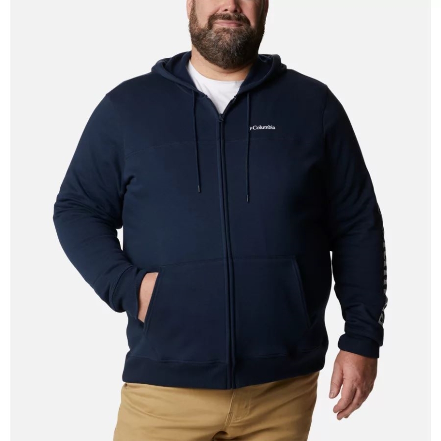 メンズ コロンビア ロゴ フルジップ フリース パーカー ビッグ コロンビア カレッジ ネイビー/csc スリーブ ロゴ